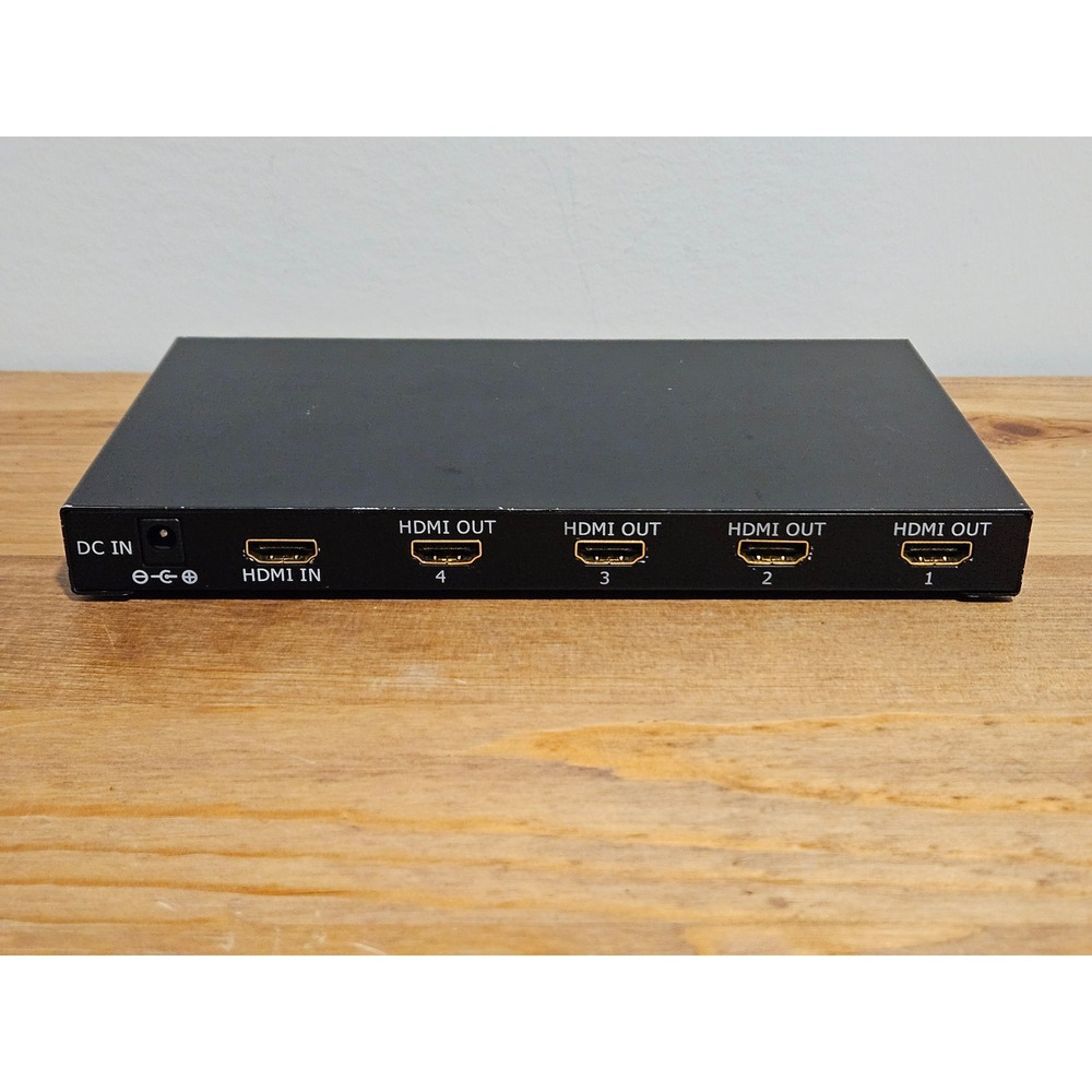 HDMI Splitter 1x4 Port 1 Input 4 Output Video Distributor Box Black Metal